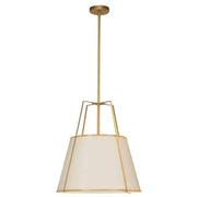 Dainolite 3 Light Trapezoid Pendant Gold/Cream Shade w/ White Fabric Diffuser