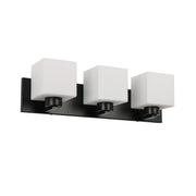 Dainolite 3 Light Vanity Matte Black with White Opal Glass
