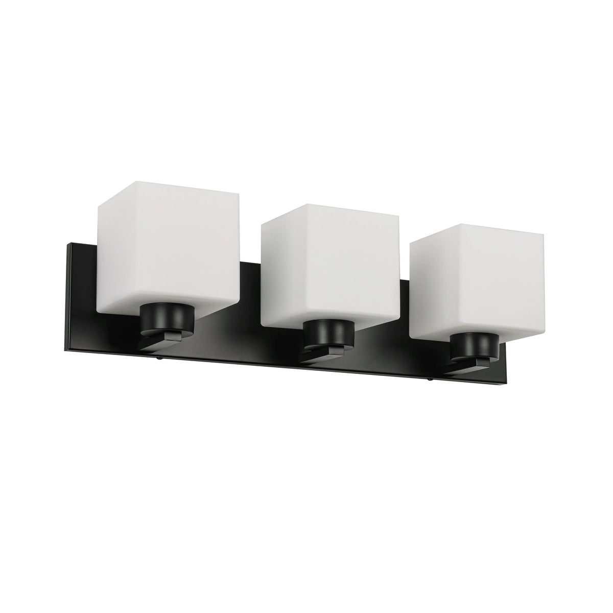 Dainolite 3 Light Vanity Matte Black with White Opal Glass