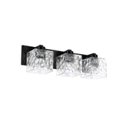Dainolite 3 Light Vanity in Matte Black w/ Clear Water Glass