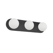 Dainolite 3 Light Vanity in Matte Black w/ White Opal Glass