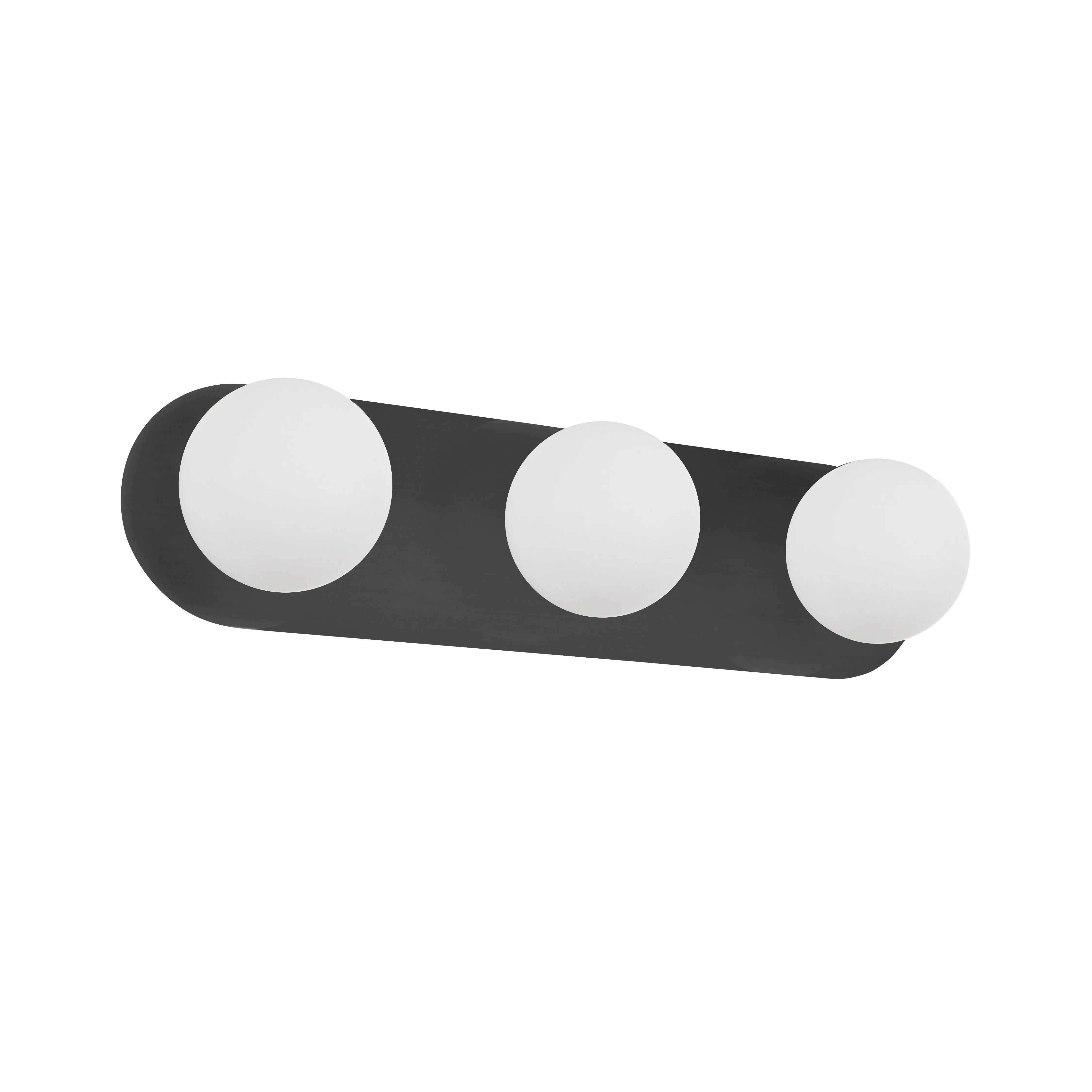 Dainolite 3 Light Vanity in Matte Black w/ White Opal Glass