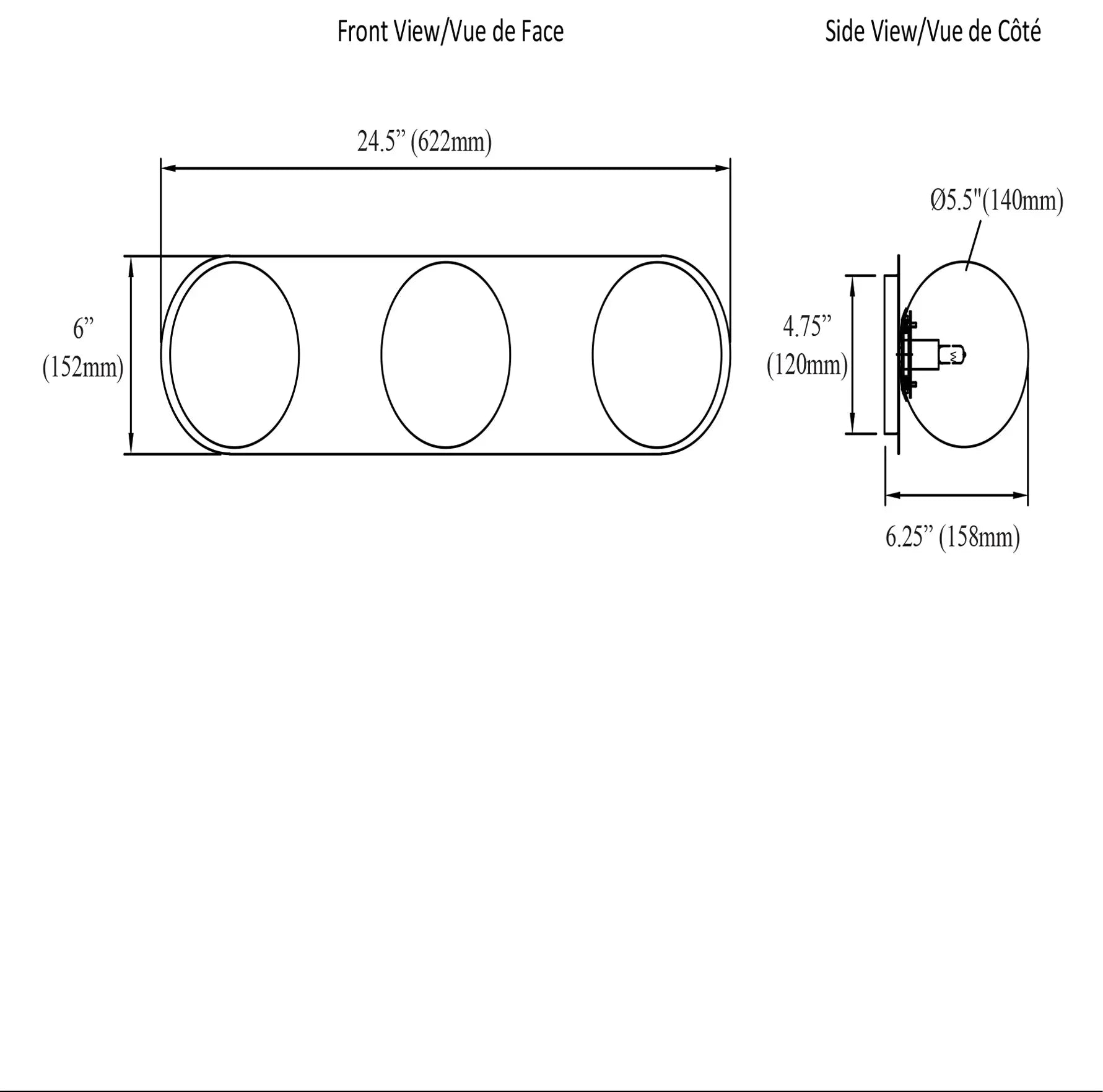 Dainolite 3 Light Vanity in Polished Chrome w/ White Opal Glass