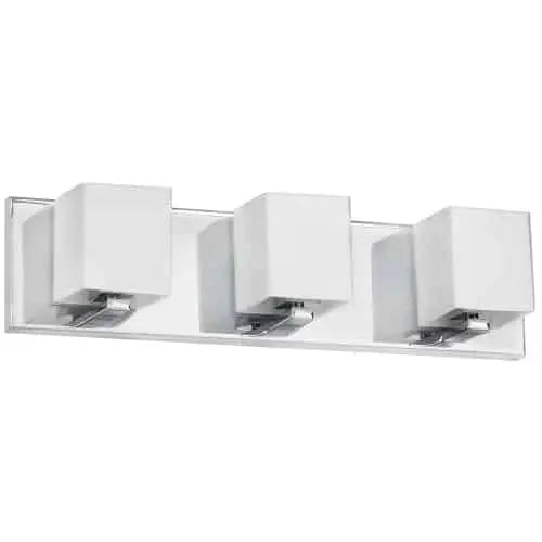 Dainolite 3 Light Vanity, Polished Chrome, Frosted White Glass
