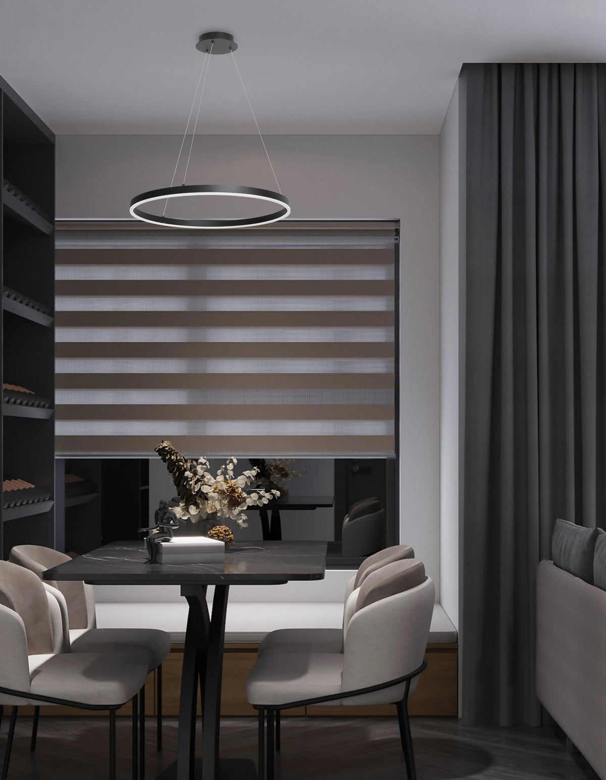 Dainolite 30W Colour Temperature Changing Chandelier, Matte Black with White Acrylic Diffuser