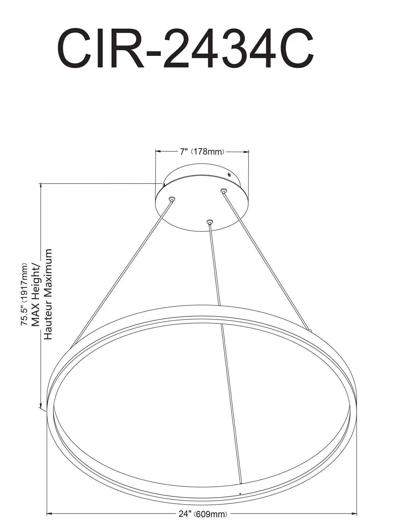 Dainolite 30W Colour Temperature Changing Chandelier, Silver with White Acrylic Diffuser