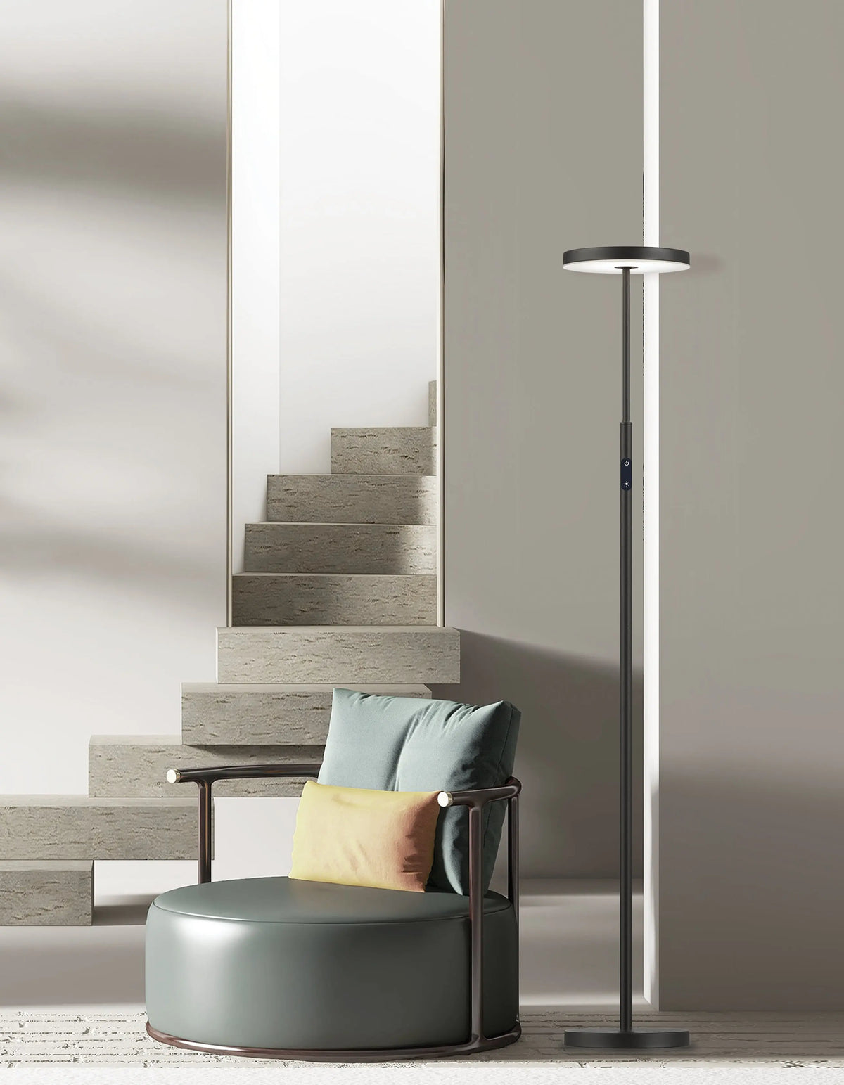 Dainolite 30W Floor Lamp Sand Black with White Acrylic Diffuser
