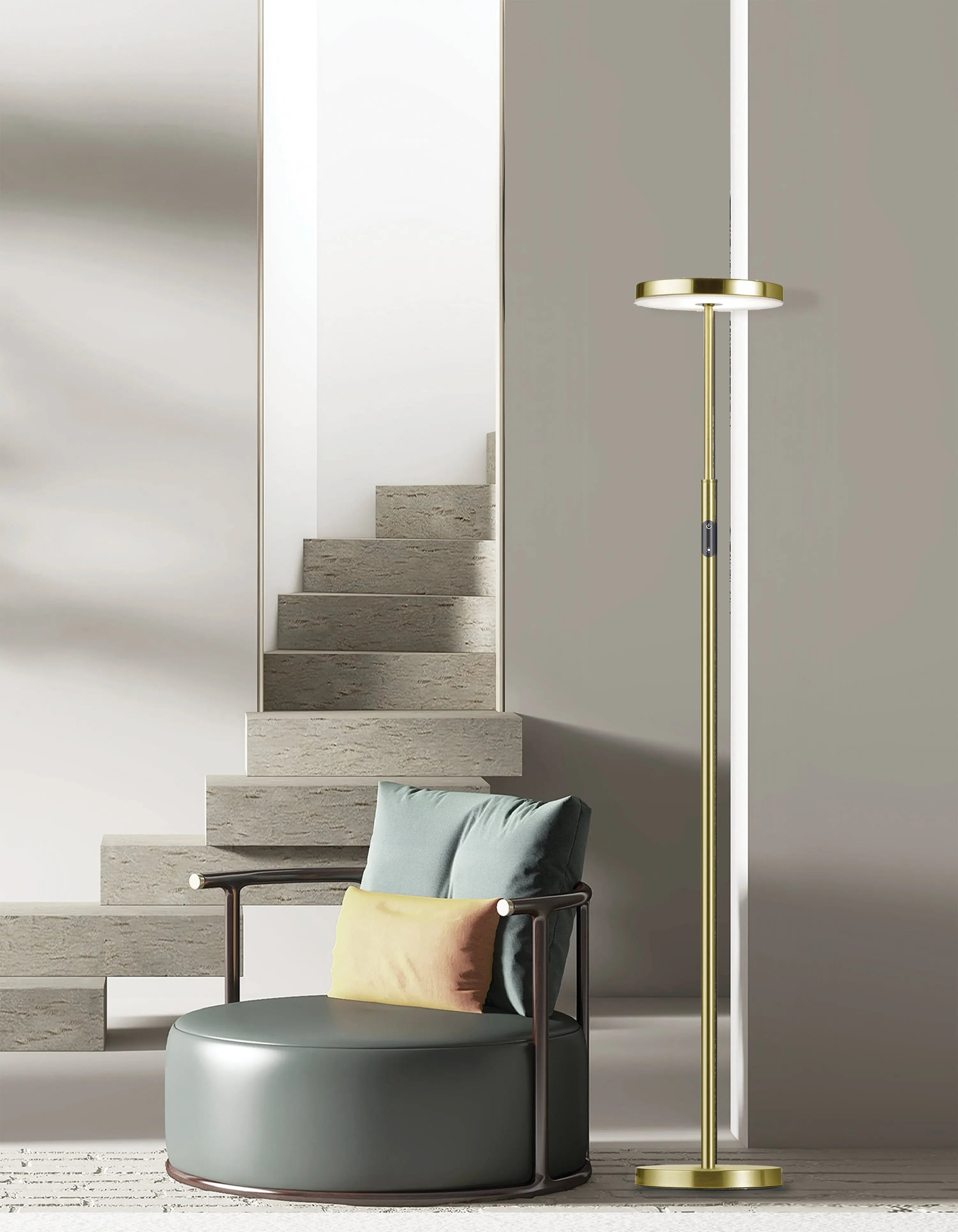 Dainolite 30W Floor Lamp in Polished Chrome w/ White Acrylic Diffuser