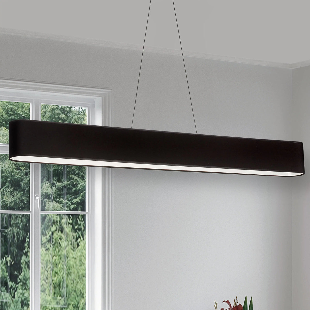 Dainolite 30W Horizontal Matte Black Pendant w/ Black Shade
