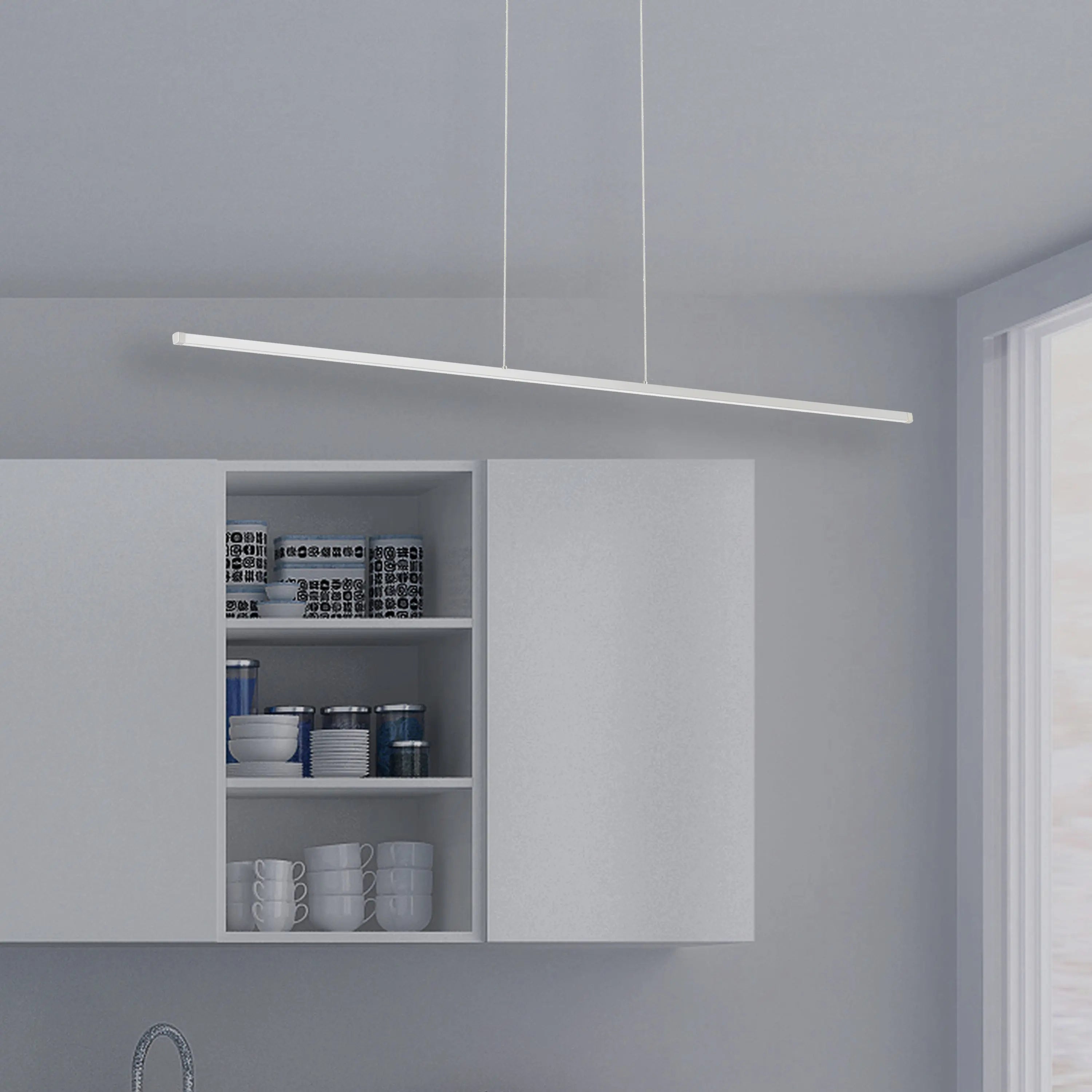 Dainolite 30W Horizontal Matte White Pendant w/ White Acrylic Diffuser