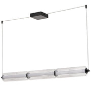 Dainolite 30W LED Horizontal Pendant, Matte Black with Clear Fluted Glass
