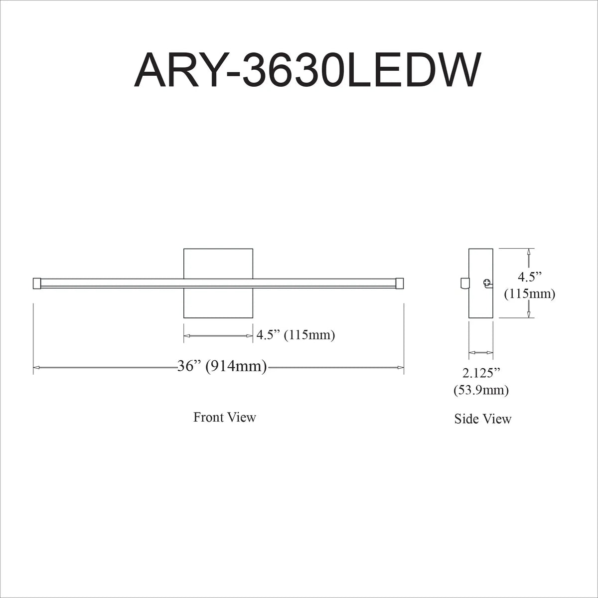 Dainolite 30W LED Wall Sconce, Matte Black with White Acrylic Diffuser