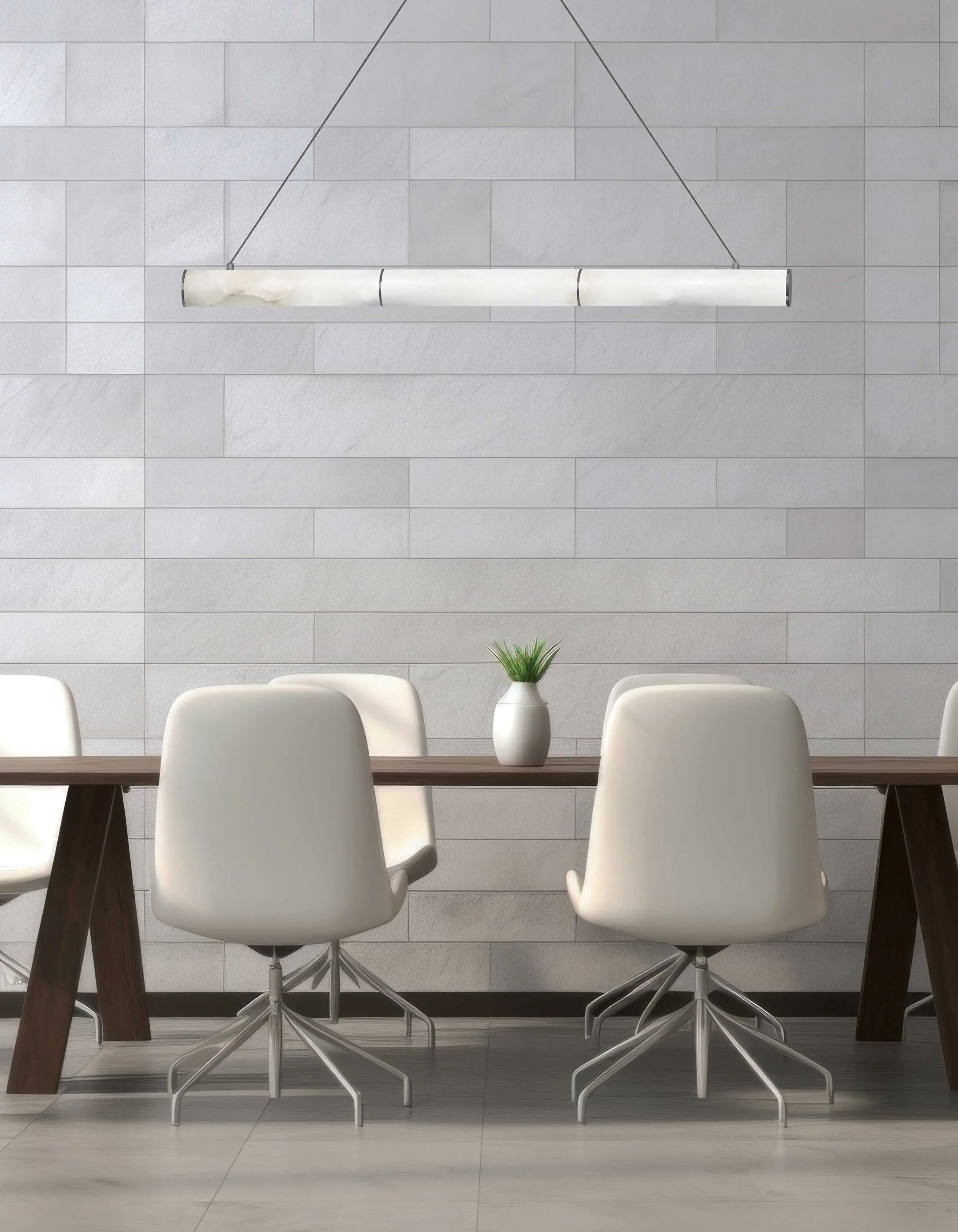 Dainolite 30W Matte Black Horizontal Pendant w/ Alabaster Diffuser