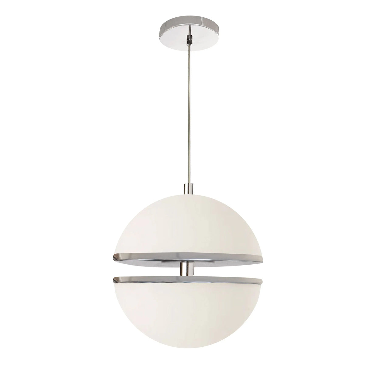 Dainolite 30W Pendant, Polished Chrome w/ White Glass