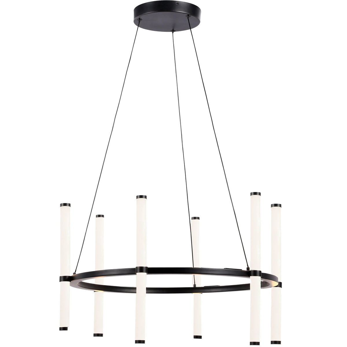 Dainolite 36W Chandelier, Matte Black with White Acrylic Diffuser