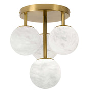 Dainolite 4 Light Aged Brass Flush Mount w/ Alabaster Glass