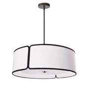 Dainolite 4 Light Black Notched Drum Pendant with White Shade and White Diffuser