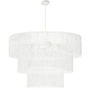 Dainolite 4 Light Chandelier Matte White w/ White Tassel Shades