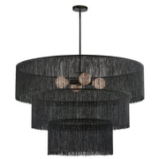 Dainolite 4 Light Chandelier in Matte Black w/ Black Tassel Shades