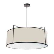 Dainolite 4 Light Drum Pendant Black/Cream Shade w/ White Fabric Diffuser
