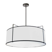 Dainolite 4 Light Drum Pendant, Black/White Shade, 790 Diffuser, Black