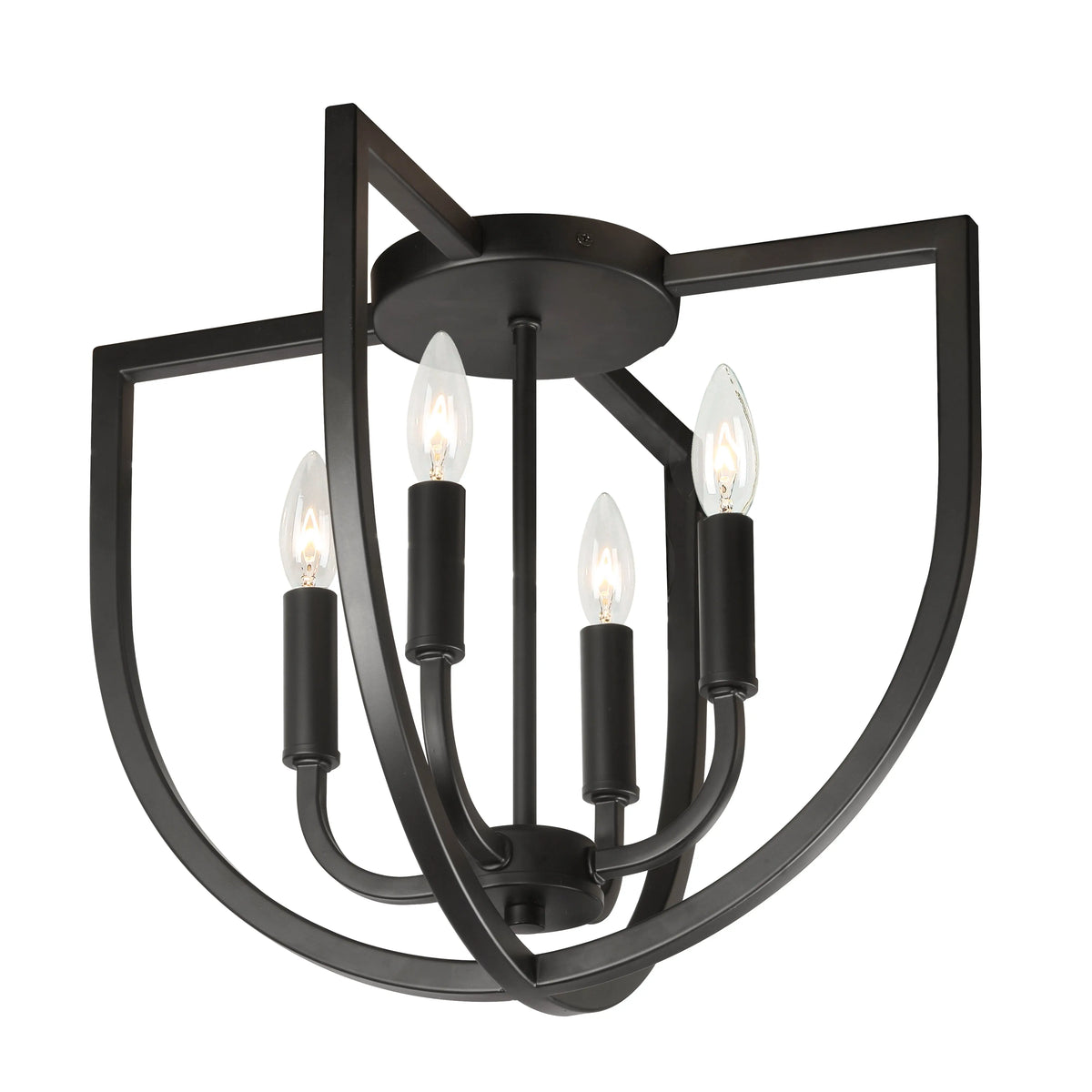 Dainolite 4 Light Flush Mount in Matte Black
