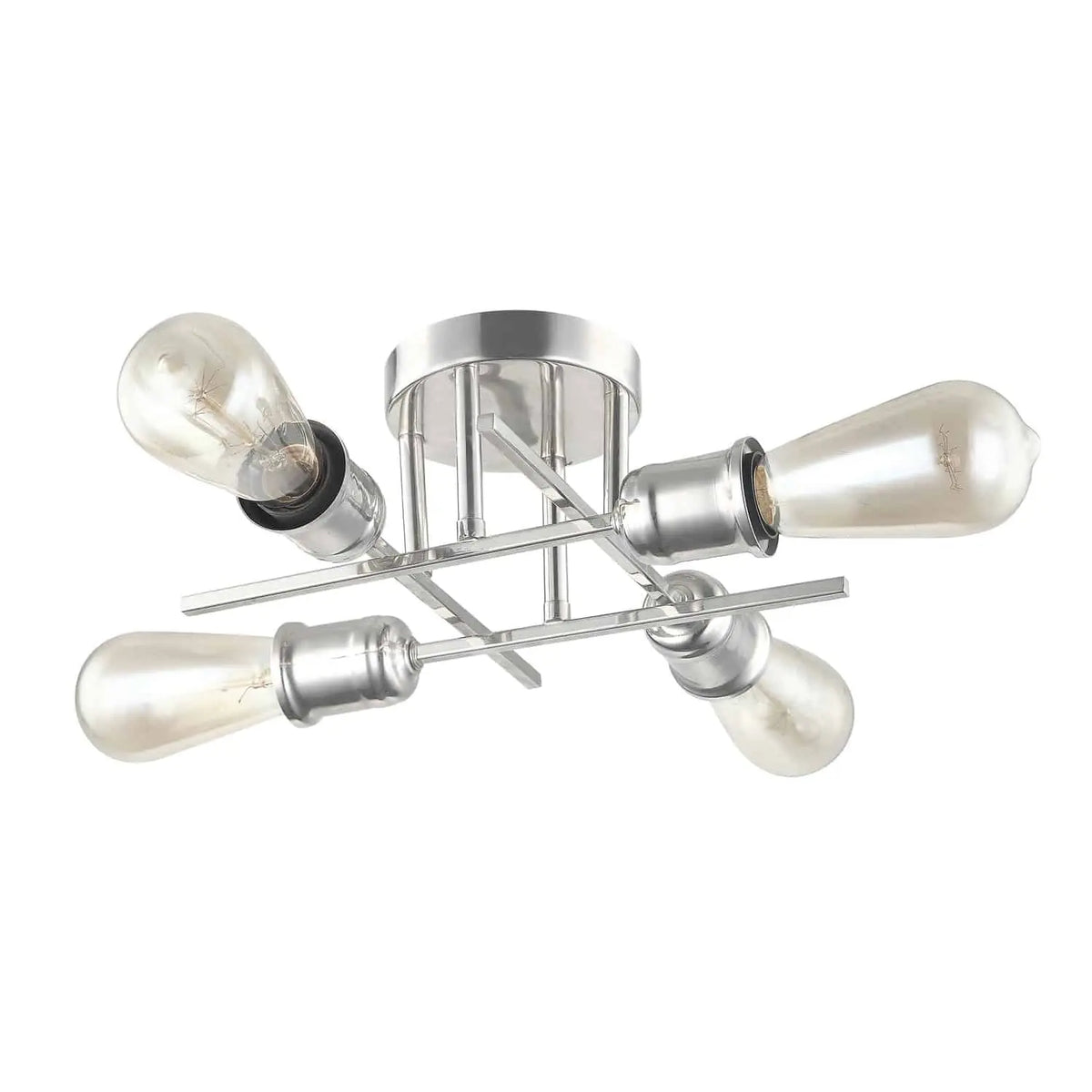 Dainolite 4 Light Flush Mount, Burnished Chrome Finish
