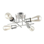 Dainolite 4 Light Flush Mount, Burnished Chrome Finish