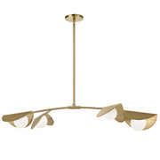 Dainolite 4 Light Halogen Horizontal Pendant Aged Brass with White Glass