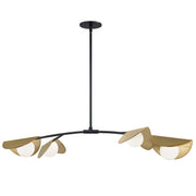 Dainolite 4 Light Halogen Horizontal Pendant Matte Black / Aged Brass with White Glass