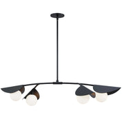 Dainolite 4 Light Halogen Horizontal Pendant Matte Black with White Glass
