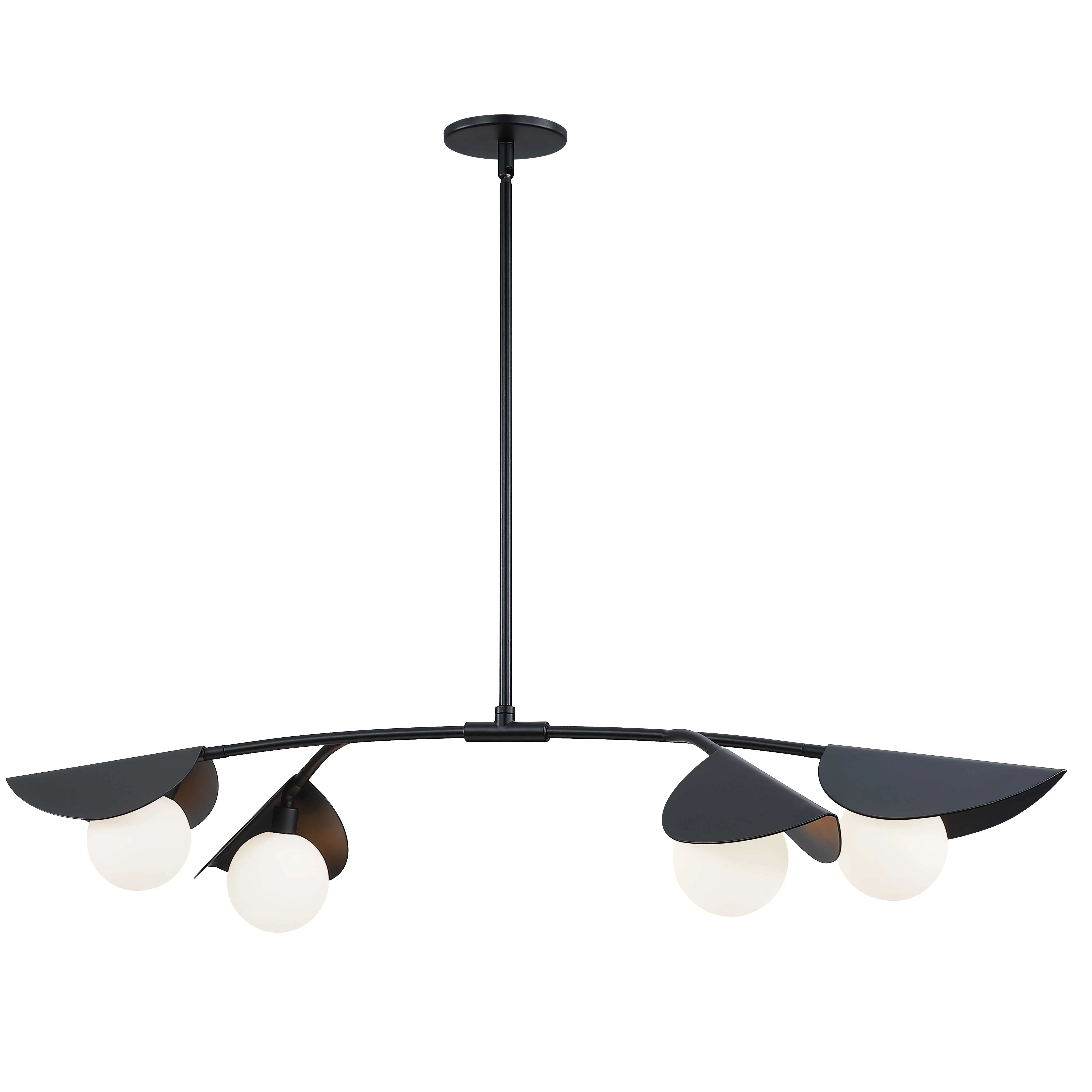 Dainolite 4 Light Halogen Horizontal Pendant Matte Black with White Glass