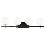 Dainolite 4 Light Halogen Vanity, Matte Black and Aged Brass