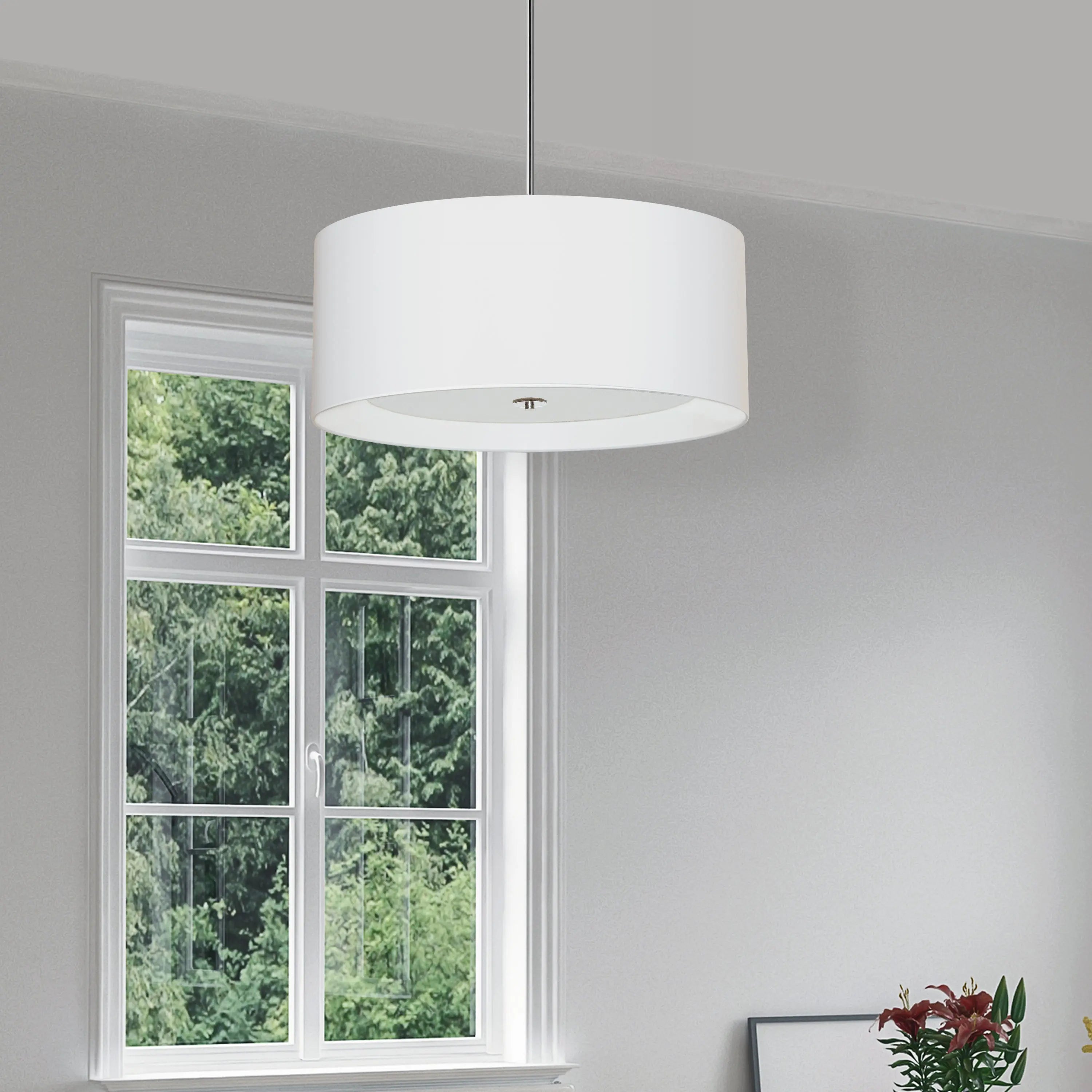 Dainolite 4 Light Helena Pendant Polished Chrome White with White Diffuser HEL-224P-PC-WH