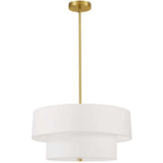 Dainolite 4 Light Incandescent 2 Tier Pendant, Aged Brass with White Shade