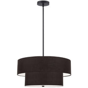 Dainolite 4 Light Incandescent 2 Tier Pendant, Matte Black with Black Shade