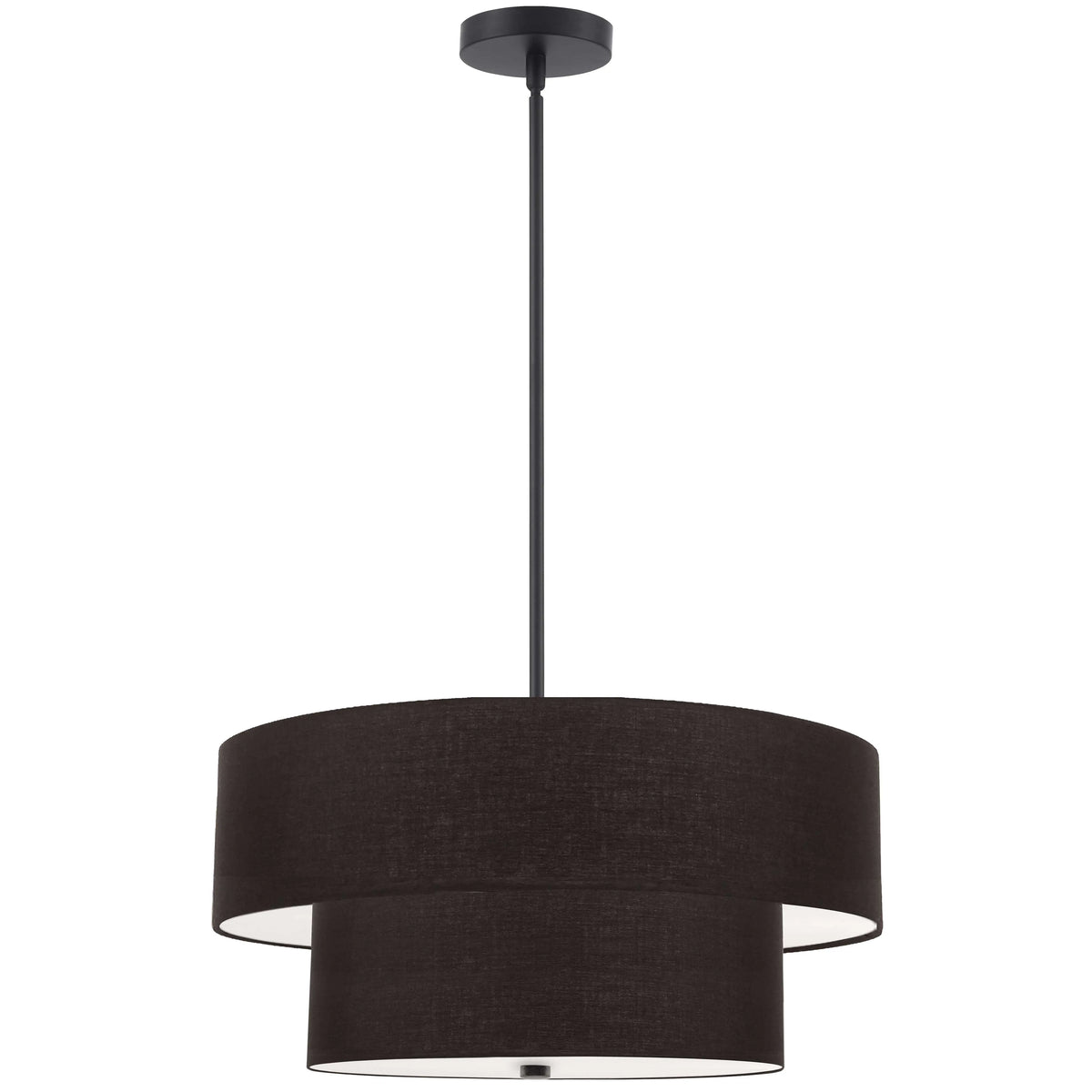 Dainolite 4 Light Incandescent 2 Tier Pendant, Matte Black with Black Shade
