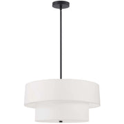 Dainolite 4 Light Incandescent 2 Tier Pendant, Matte Black with White Shade