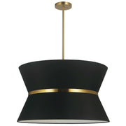 Dainolite 4 Light Incandescent Chandelier, Aged Brass with Gold Ring Black Shade