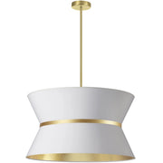 Dainolite 4 Light Incandescent Chandelier, Aged Brass with Gold Ring White / Gold Shade
