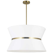 Dainolite 4 Light Incandescent Chandelier, Aged Brass with Gold Ring White Shade