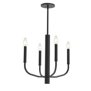 Dainolite 4 Light Incandescent Chandelier, Matte Black