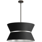 Dainolite 4 Light Incandescent Chandelier, Matte Black with Silver Ring Black / Silver Shade