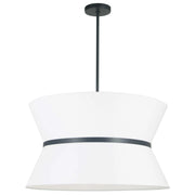 Dainolite 4 Light Incandescent Chandelier, Matte Black with White Shade