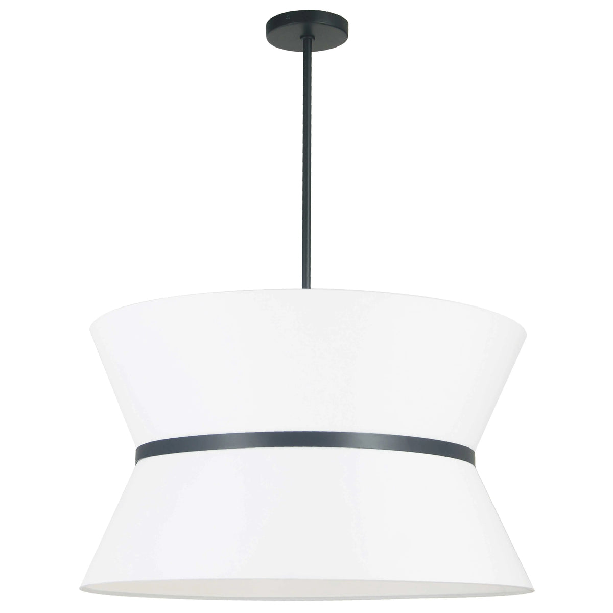 Dainolite 4 Light Incandescent Chandelier, Matte Black with White Shade