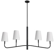 Dainolite 4 Light Incandescent Horizontal Chandelier Matte Black with White Shades