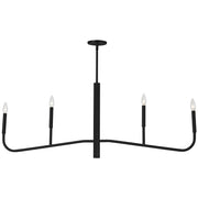 Dainolite 4 Light Incandescent Horizontal Chandelier, Matte Black
