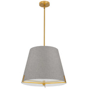 Dainolite 4 Light Incandescent Pendant Aged Brass with Grey Fabric shade