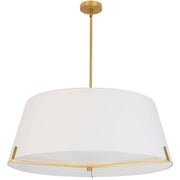 Dainolite 4 Light Incandescent Pendant Aged Brass with White Fabric shade