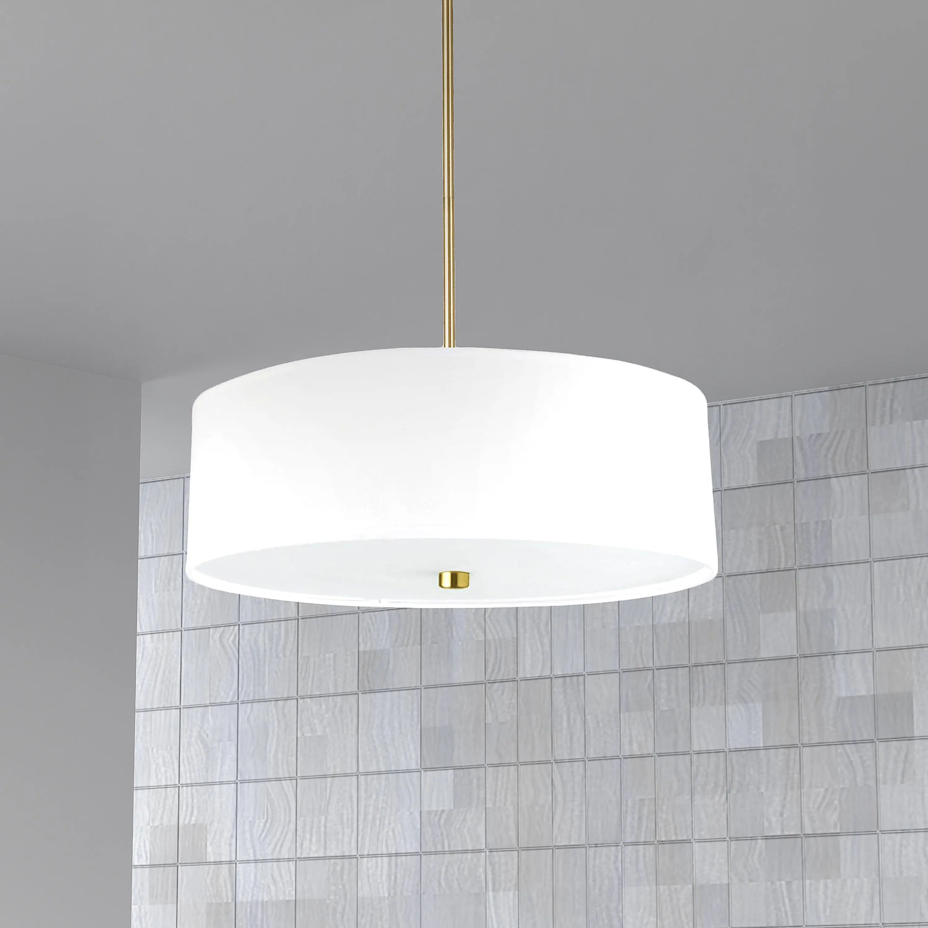 Dainolite 4 Light Incandescent Pendant Aged Brass with White Shade